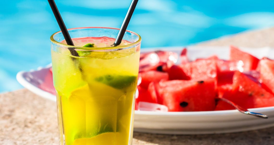 Drink and watermelon