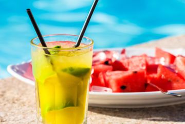 Drink and watermelon